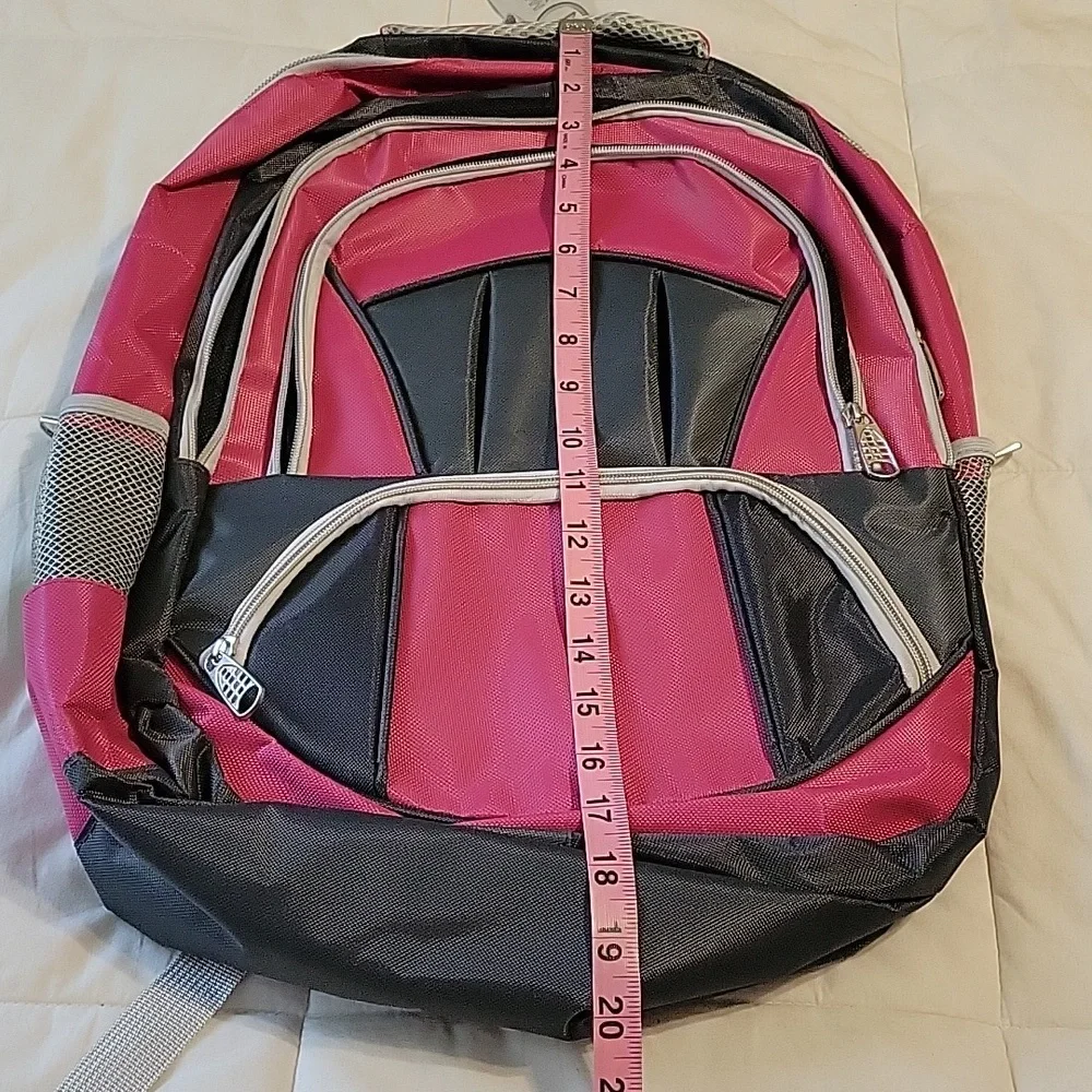 Moda West pink and gray book bag with adjustable straps new with tags